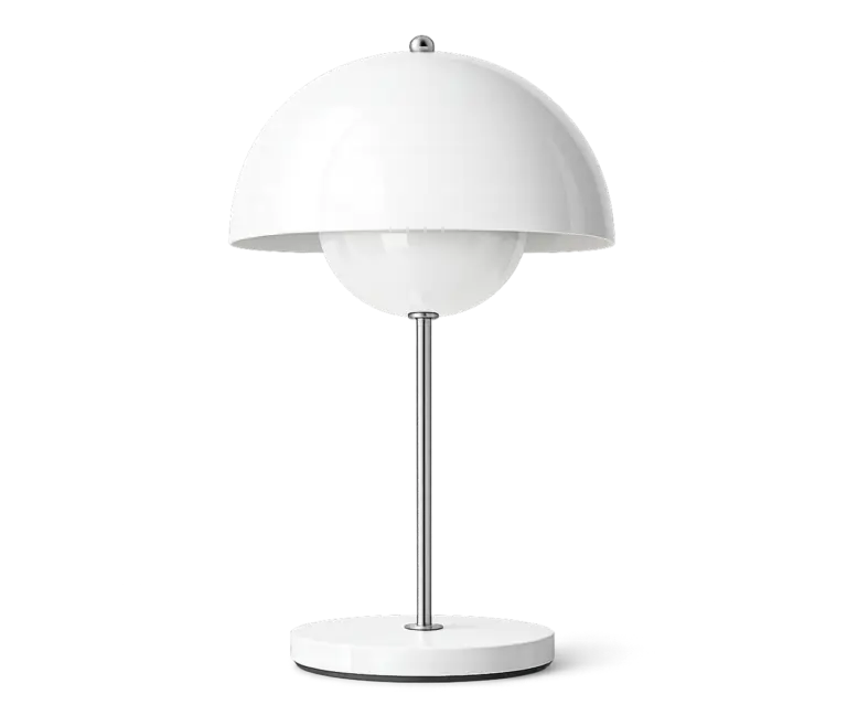 &Tradition Flowerpot VP3 Tischleuchte in Weiß, Design von Verner Panton