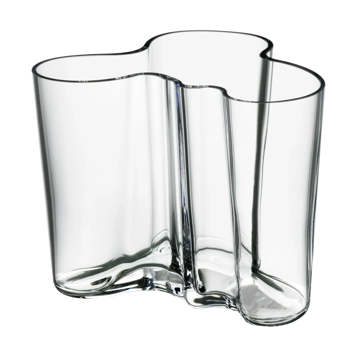 Iittala Alvar Aalto Vase 120 mm in mundgeblasenem Klarglas, Entwurf von 1936