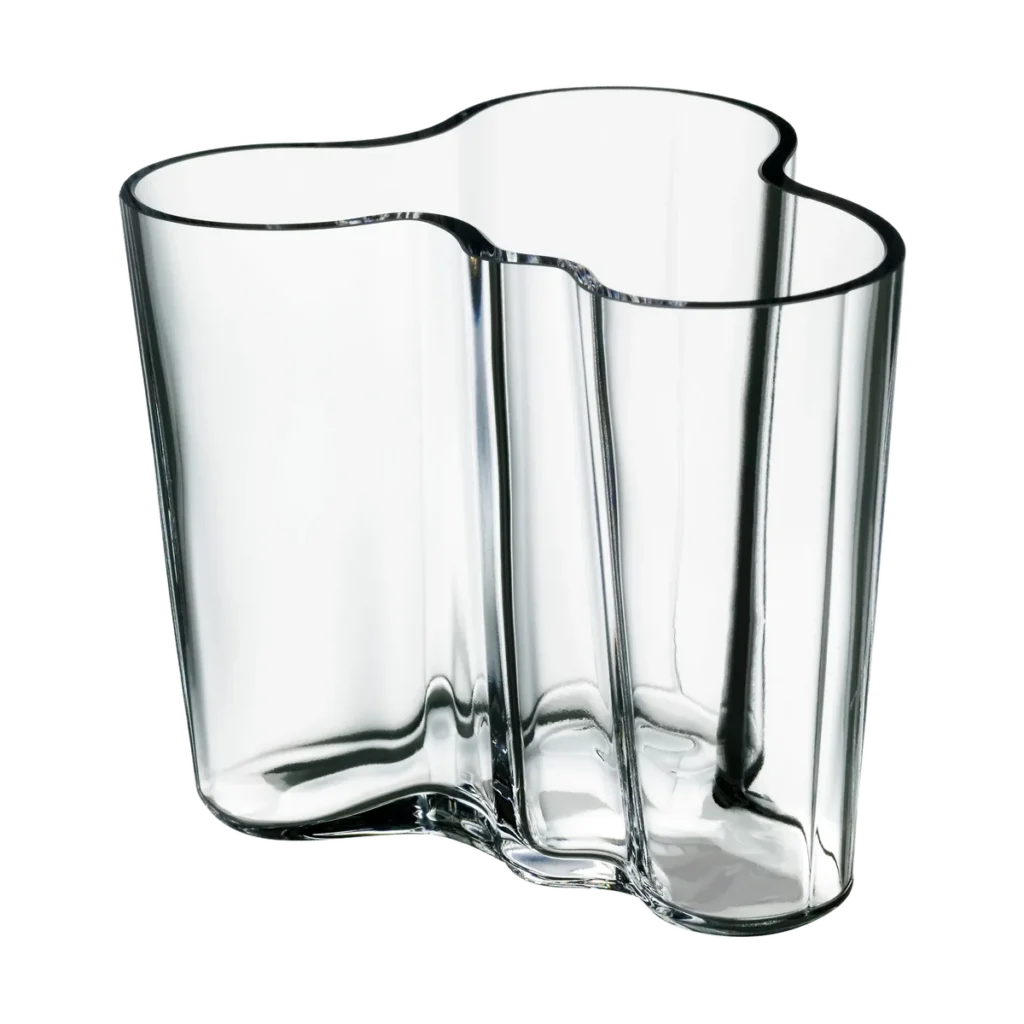 Iittala Alvar Aalto Vase 95 mm in mundgeblasenem Klarglas, Entwurf von 1936