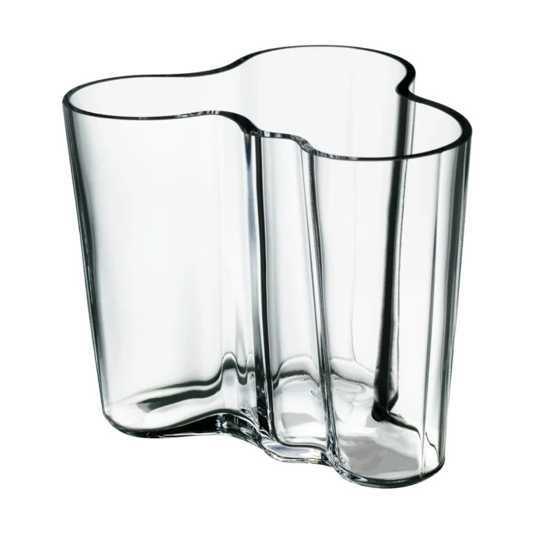 Iittala Alvar Aalto Vase 95 mm in mundgeblasenem Klarglas, Entwurf von 1936