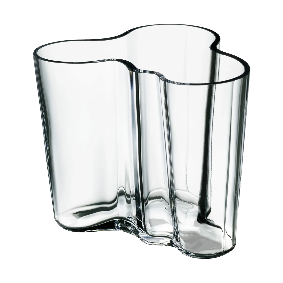 Iittala Alvar Aalto Vase 95 mm in mundgeblasenem Klarglas, Entwurf von 1936