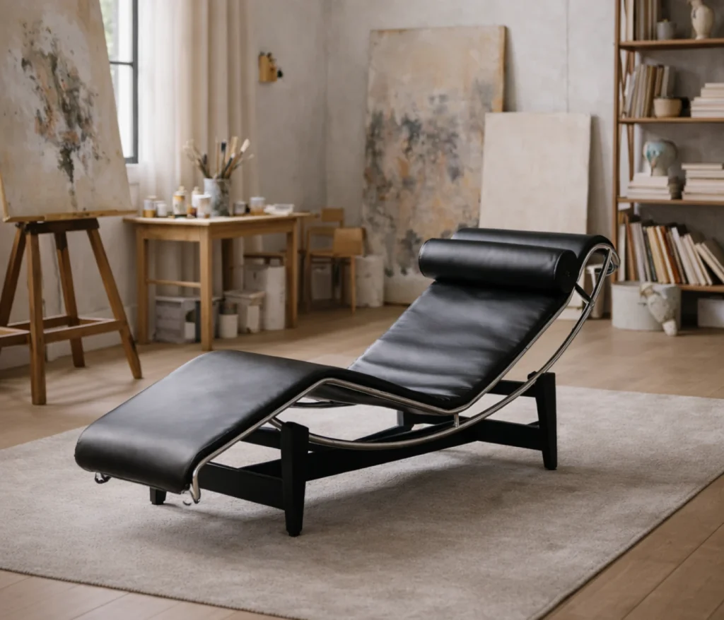 Cassina LC4 Liege Chaise Longue Designklassiker von Le Corbusier im modernen Atelier