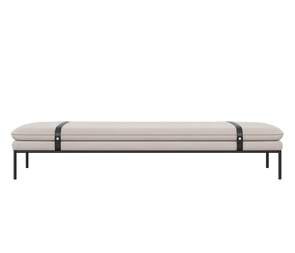 ferm LIVING Turn Bed Daybed mit hellem Bezug auf schwarzem Metallgestell