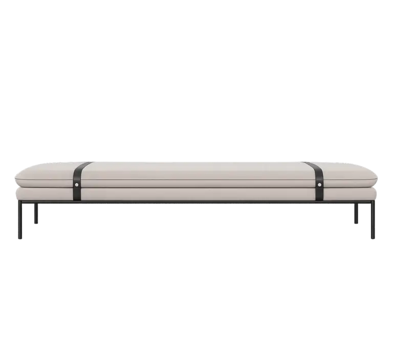 Ferm Living Turn Bed Daybed mit gestreiftem Bezug Pasadena auf schwarzem Metallgestell