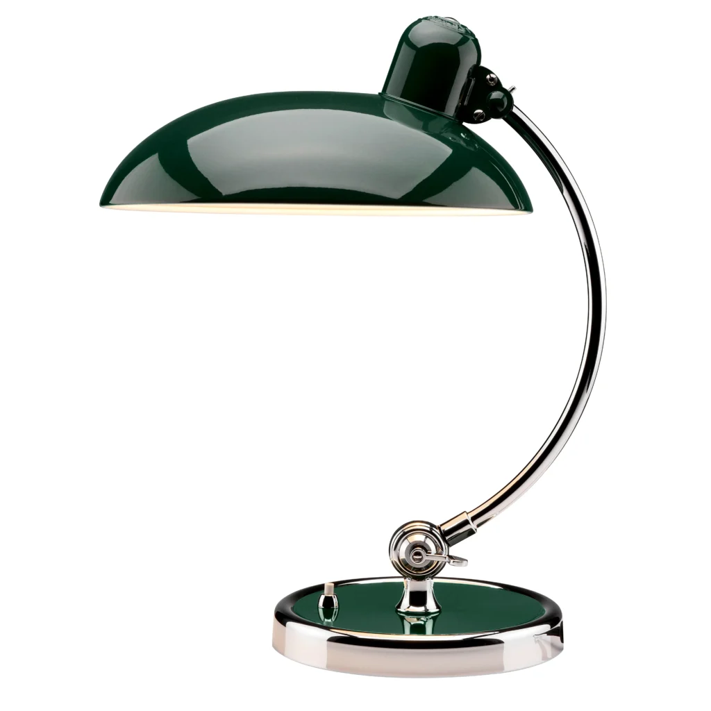 Fritz Hansen Kaiser Idell 6631 T Luxus Tischleuchte in Dark green mit Chromgestell, Design Christian Dell
