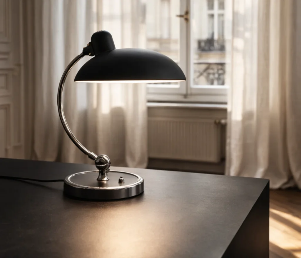 Kaiser Idell 6631-T Bauhaus Tischleuchte von Fritz Hansen im modernen Wohnraum