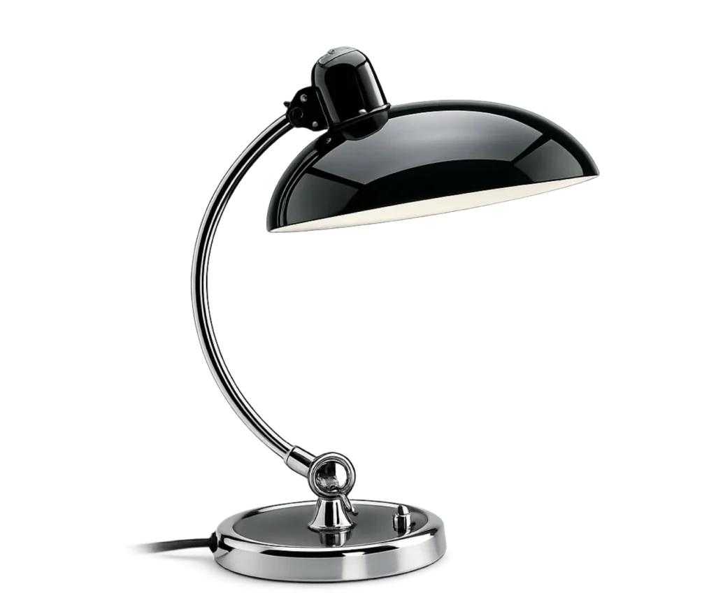 Fritz Hansen Kaiser Idell 6631-T Tischleuchte in Schwarz mit Chromgestell, Design von Christian Dell