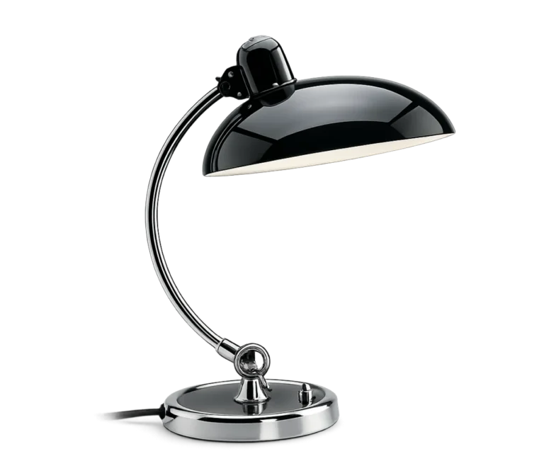 Fritz Hansen Kaiser Idell 6631-T Tischleuchte in Schwarz mit Chromgestell, Design von Christian Dell