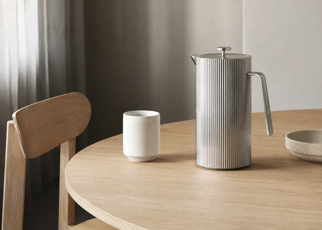 Georg Jensen Bernadotte Stempelkanne mit Kaffee