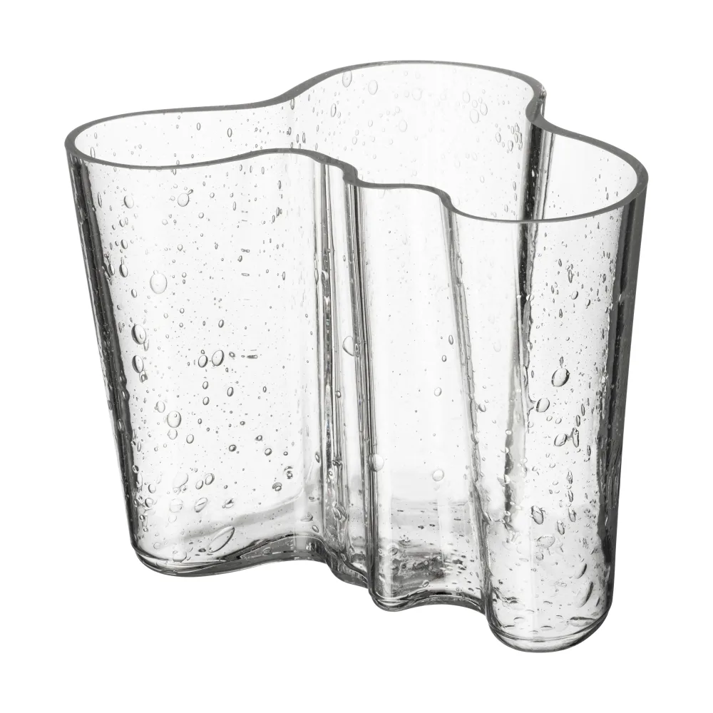 Iittala Alvar Aalto Vase Jubiläumsausgabe 160 mm aus klarem Bubbleglas