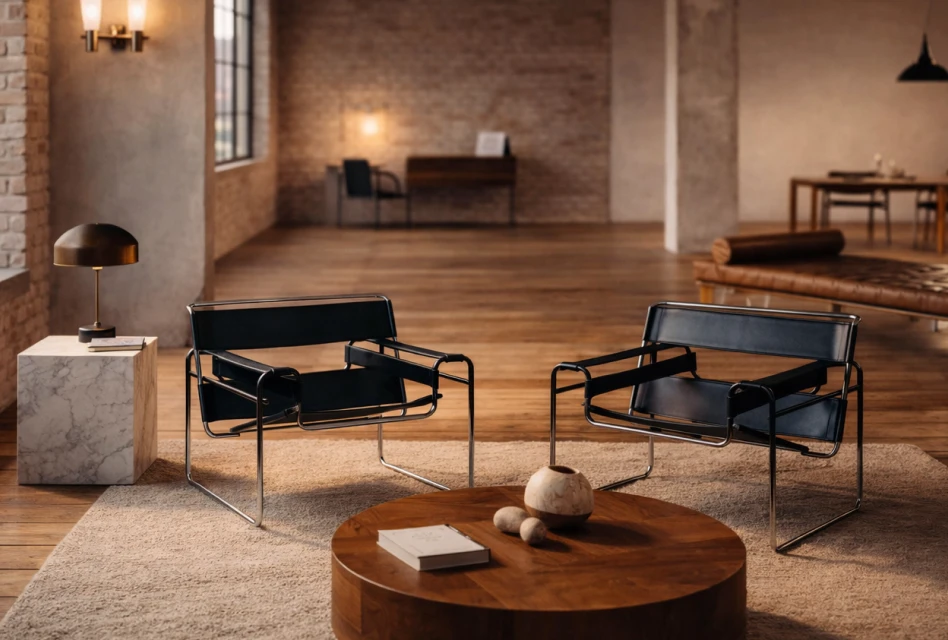 Knoll Wassily Chair Bauhaus Sessel von Marcel Breuer im modernen Loft Wohnzimmer