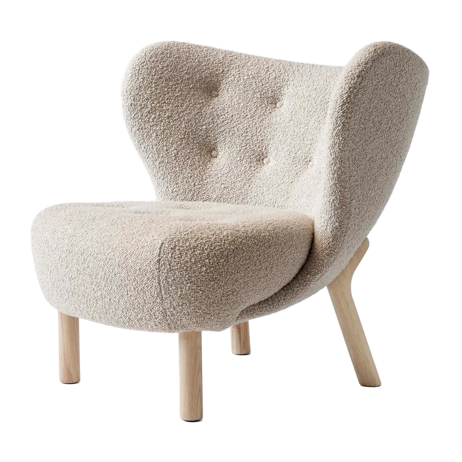 &Tradition Little Petra VB1 Sessel mit Textilbezug Karakorum auf weiß geölter Eiche, Design von Viggo Boesen