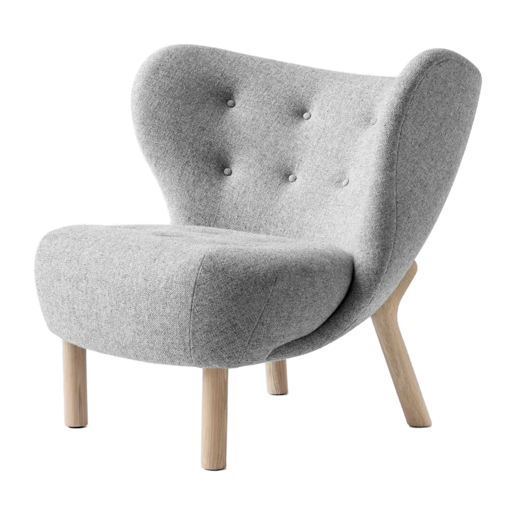 &Tradition Little Petra VB1 Sessel mit Textilbezug Hallingdal auf weiß geölter Eiche, Design von Viggo Boesen