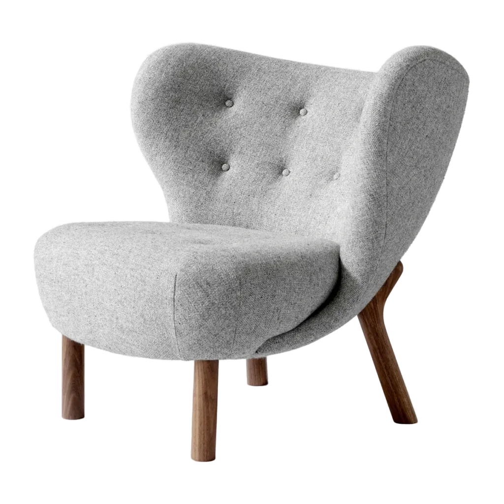 &Tradition Little Petra VB1 Sessel mit Textilbezug Hallingdal auf geölter Walnuss, Design von Viggo Boesen