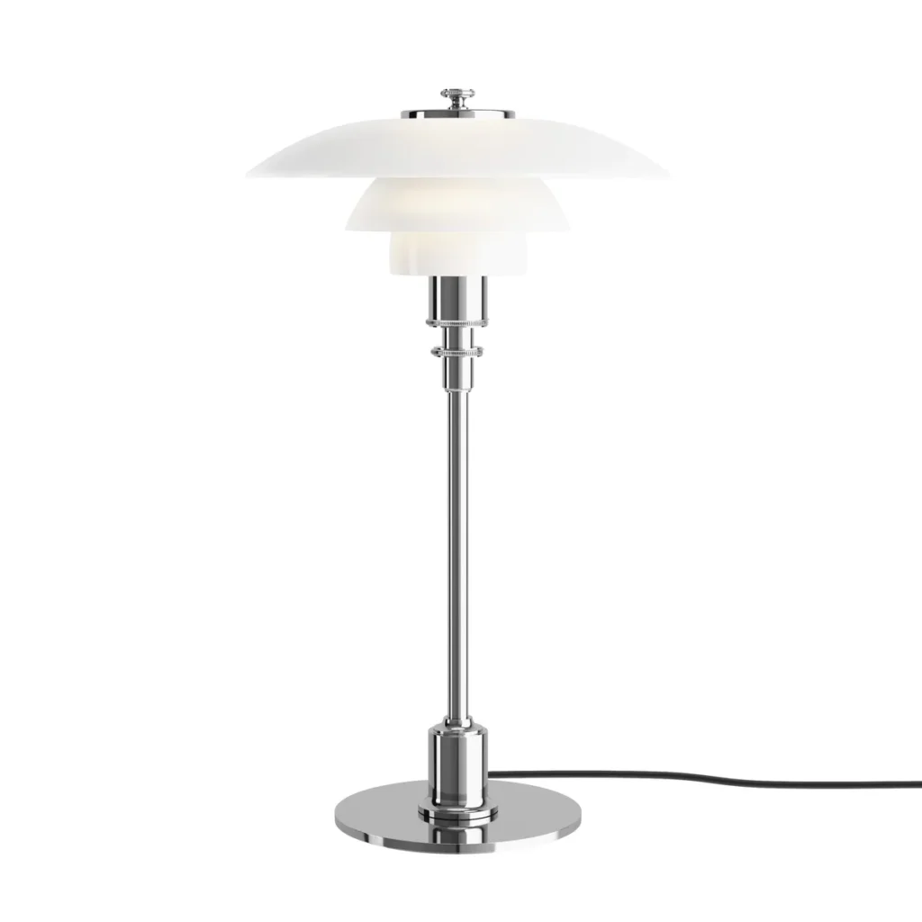Louis Poulsen PH 2/1 Tischleuchte, Ausführung Chrom, Design von Poul Henningsen