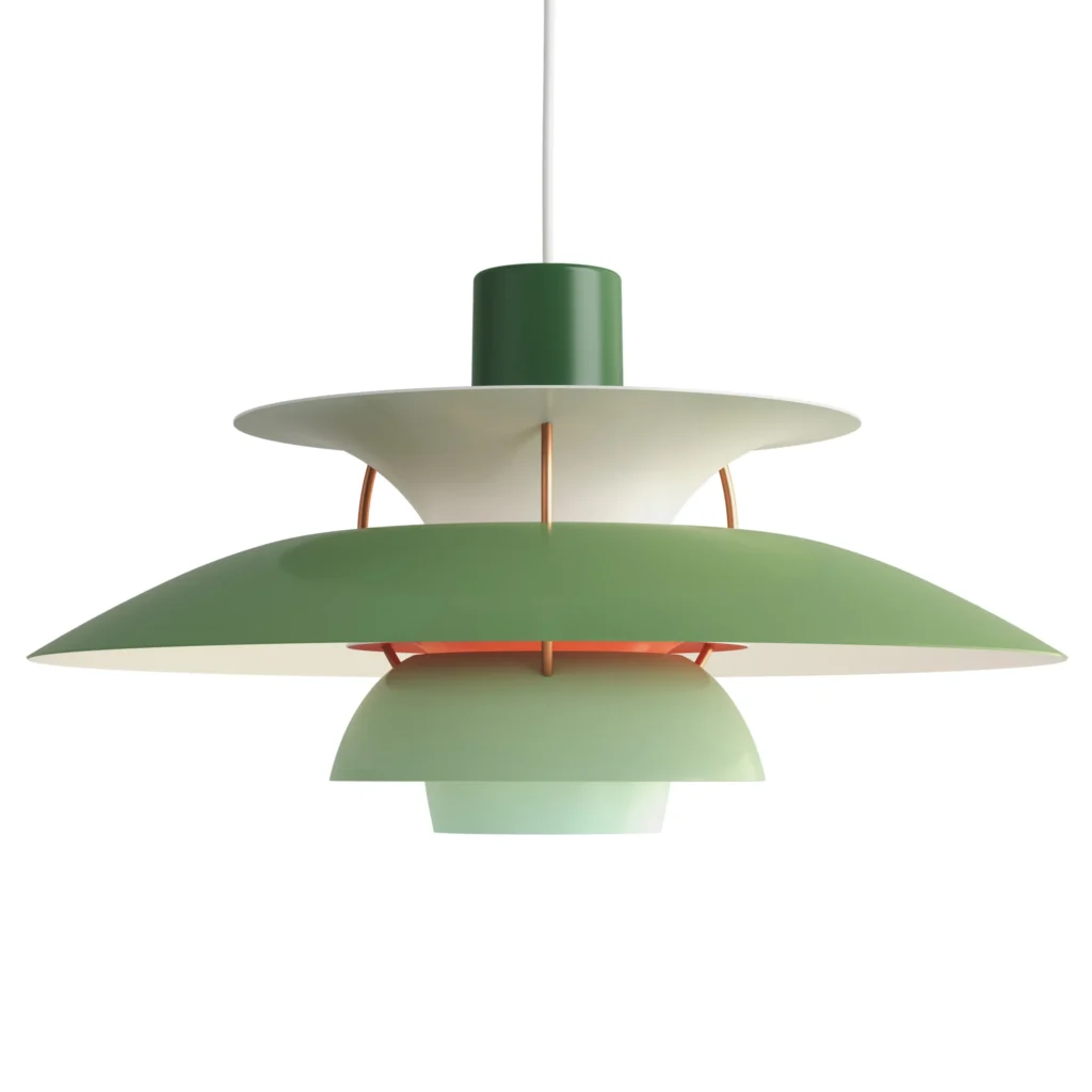 Louis Poulsen PH 5 Pendelleuchte in Grün, Design Poul Henningsen
