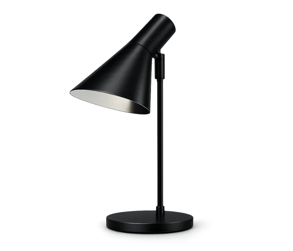 Louis Poulsen AJ Tischleuchte in Schwarz, Design von Arne Jacobsen