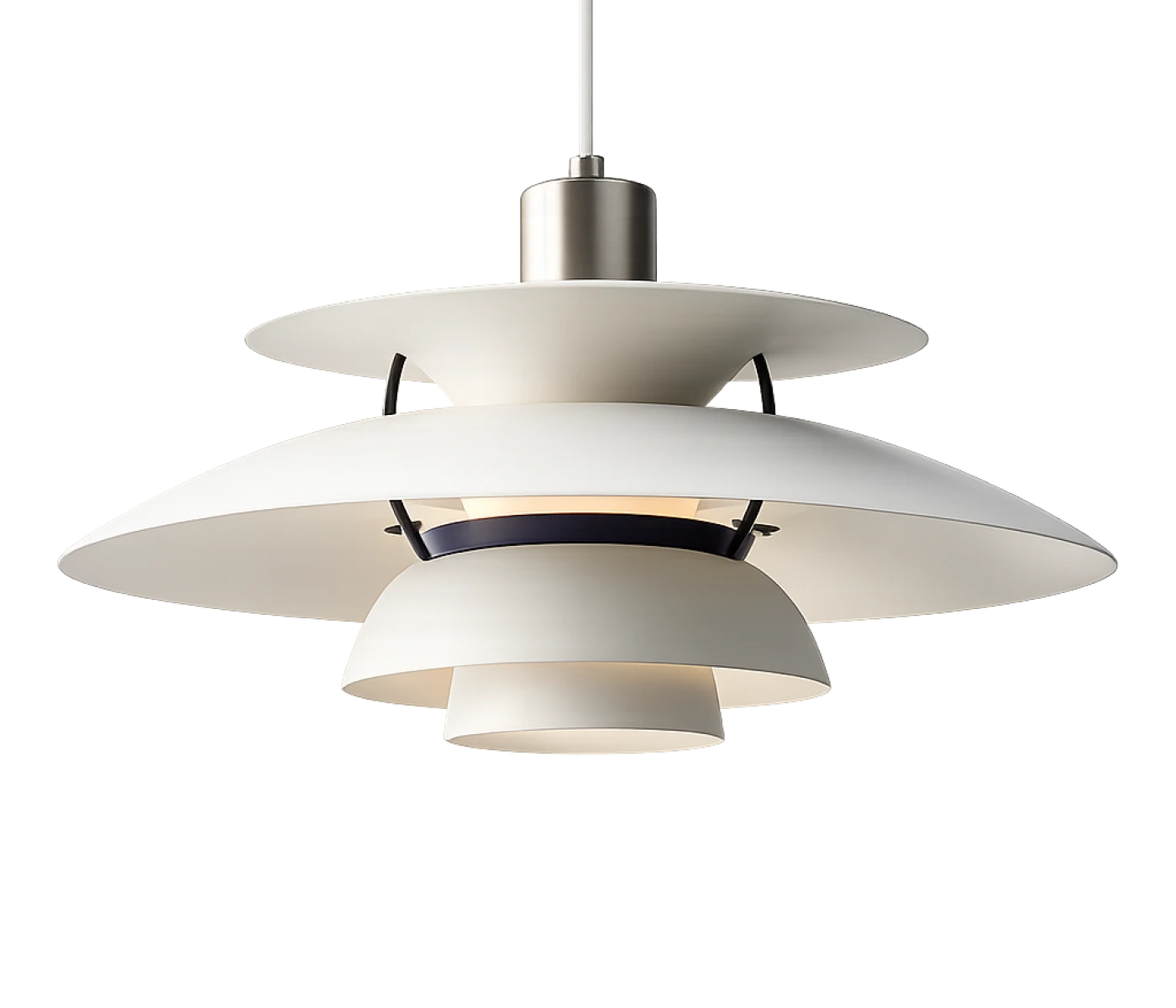 Louis Poulsen PH 5 Pendelleuchte von Poul Henningsen mit mehrschichtigem Schirmdesign