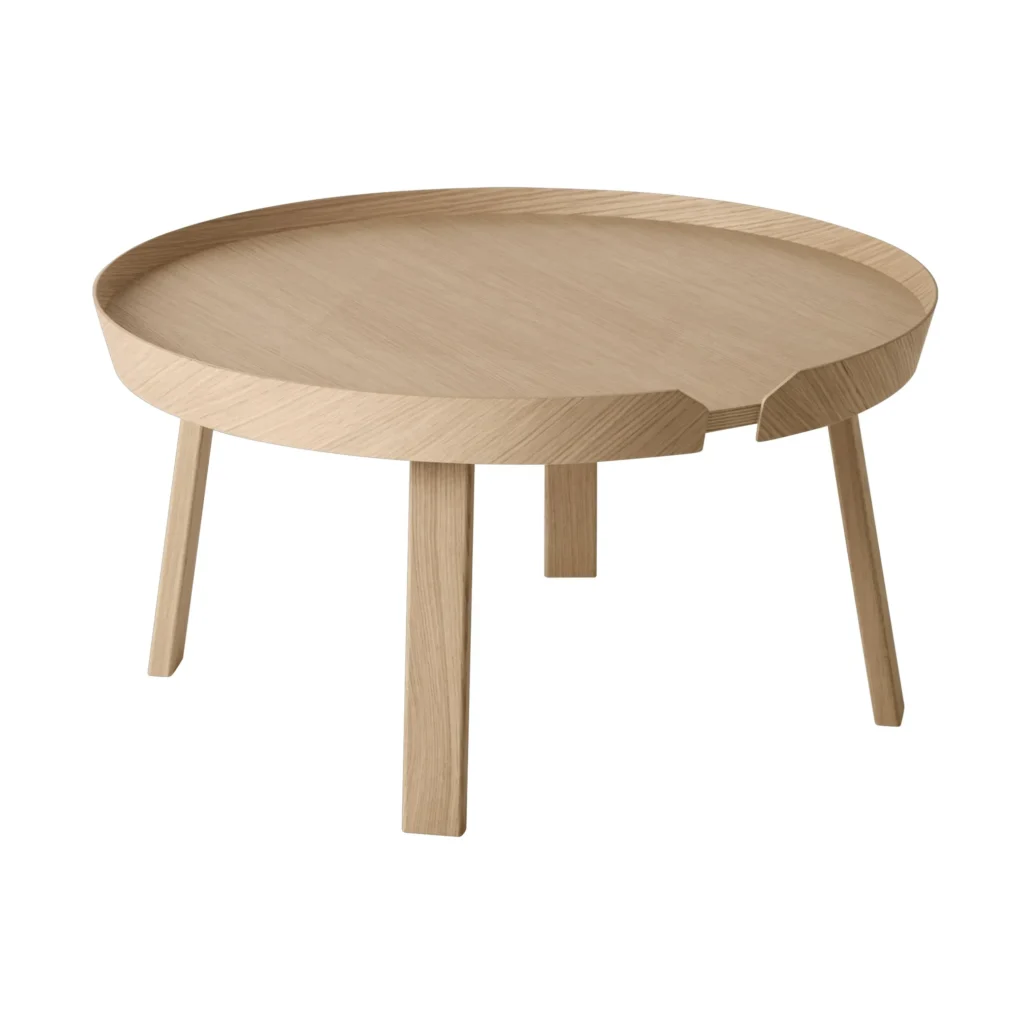 Muuto Around Couchtisch groß in Eiche, Durchmesser 72 cm, Design Thomas Bentzen