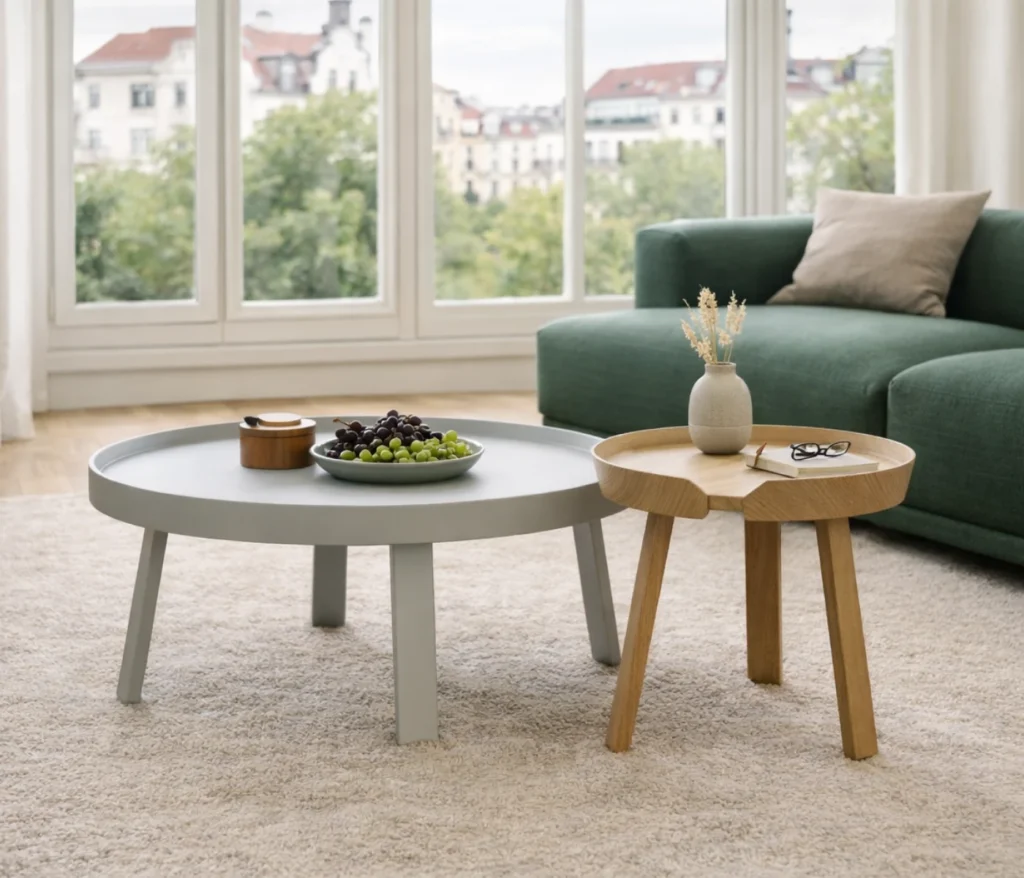 Muuto Around Coffee Table Couchtisch Set im skandinavischen Wohnzimmer