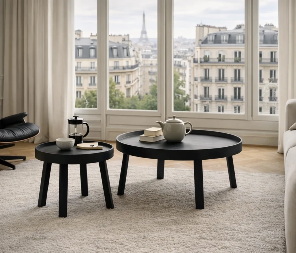 Muuto Around Coffee Table Couchtisch Set im skandinavischen Wohnzimmer