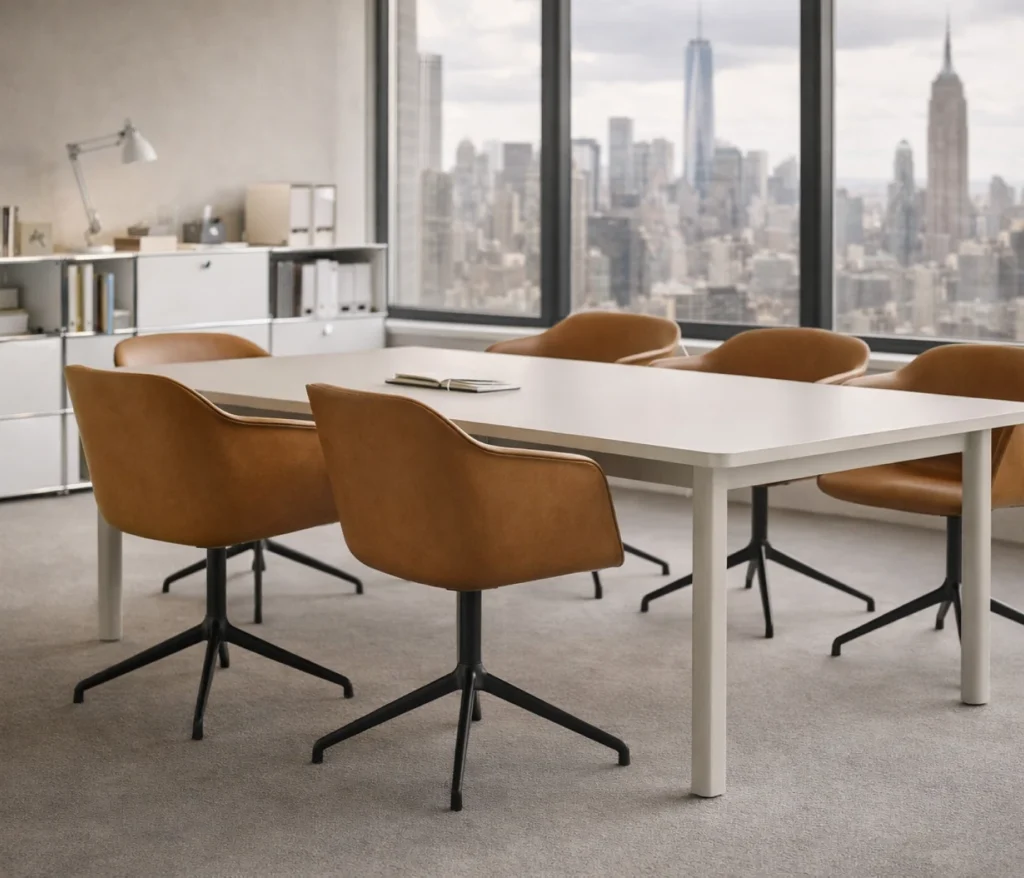 Muuto Fiber Chair Konferenzstuhl im modernen Büro mit Konferenztisch
