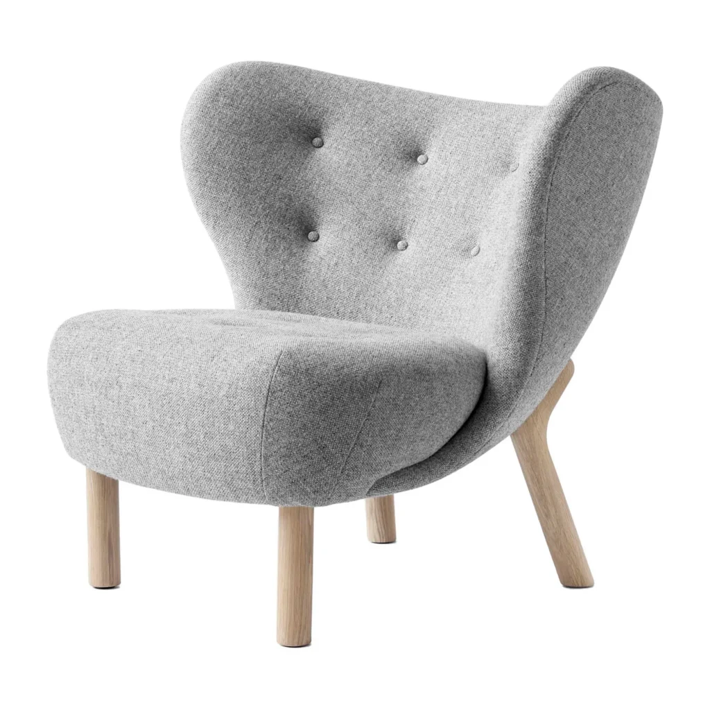 &Tradition Little Petra VB1 Sessel, Eiche weiß geölt mit Bezug Hallingdal, Design Viggo Boesen