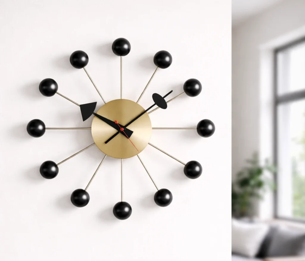 Nelson Ball Clock Mid Century Wanduhr schwarz von George Nelson